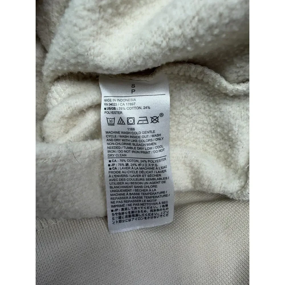 Banana Republic Mens Cream Green 1978 Hooded Sweatshirt Size S